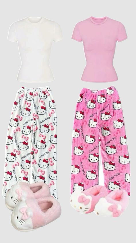 Matching hello kitty pjs💗💗 Hello Kitty Pjs, Matching Outfits Best Friend, Kitty Clothes, Hello Kitty Clothes, Cute Pjs, Matching Pjs, Cute Pajama Sets, Best Friend Outfits, Outfit Inspo Casual