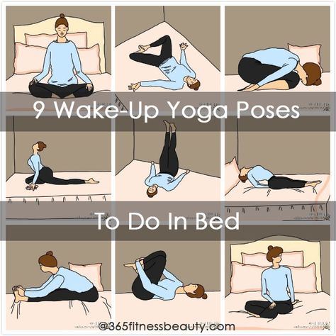 Yoga For Waking Up, Yoga Poses To Wake Up, Stretches To Do In Bed In The Morning, Bed Yoga Morning Wake Up, Morning Stretches Wake Up Beds, Yoga Poses For Waking Up, Wake Up Meditation, Easy Wake Up Stretches, Yoga Wake Up Routine