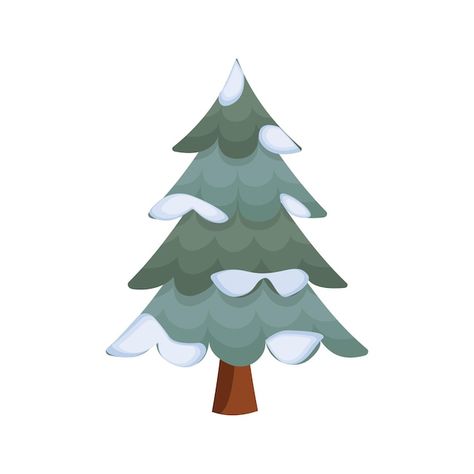 Vector pine tree with snow in winter vec... | Premium Vector #Freepik #vector Pine Trees With Snow, Winter Tree Illustration, Winter Vector, Tree Outline, Snow Nature, Snow Tree, Tree Clipart, Snowy Trees, Punch Needle Patterns