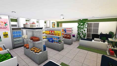 Shops To Add To Your Bloxburg Town, Shopping Cart Bloxburg, Bloxburg Grocery Store Inside, Bloxburg Grocery Store Ideas Inside, Buildings To Put In Your Bloxburg Town, Bloxburg Target Layout, Bloxburg Postoffice, Bloxburg Grocery Store Exterior, Bloxburg Mini Grocery Store