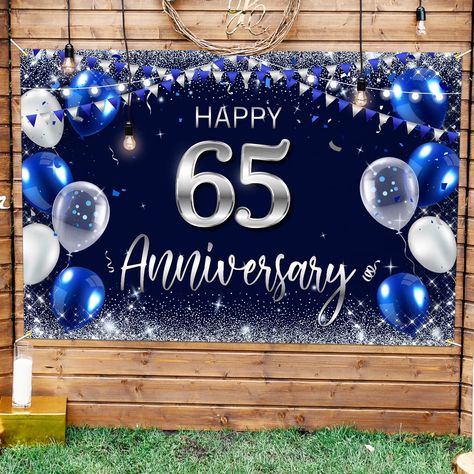 PRICES MAY VARY. 💓 [ BIG SIZE BANNER ] : The Happy 65th Anniversary backdrop banner size about 47.2'' wide and 70.9'' long, comes with ribbons, Big enough to decorate your party. You can cut the rope length what you need.Easy to use! 💕 [ HIGH QUALITY ] : Banner is made of thick 600D polyester oxford fabric,sturdy and durable. The adorable banner is environmentally friendly and odorless and reusable. it's seamless. 💗 [ EASY TO HANG ] : There are 4 copper holes respectively distribute in the 4 Wedding Anniversary Party Themes, Happy 23rd Anniversary, Anniversary Party Themes, Happy 45th Anniversary, Party Theme Decorations, Anniversary Backdrop, Happy 60th Anniversary, Happy 35th Anniversary, Happy 30th Anniversary