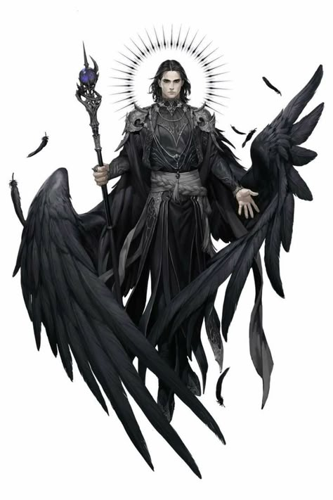 Fallen Angel Character Design, Primordial Gods, Winged Characters, Dark God, Gods Angels, Dungeons And Dragons Races, Angel Character, Lord Of Mysteries, Dnd Character Design