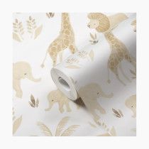 Crane Baby Non-Woven Wallpaper - Kendi Animals | Babylist Shop Baby Nursery Wallpaper, Renter Friendly Wallpaper, Baby Mirror, Safari Wallpaper, Safari Nursery Decor, Neutral Wallpaper, Baby Wallpaper, Animal Print Wallpaper, Animal Nursery Decor