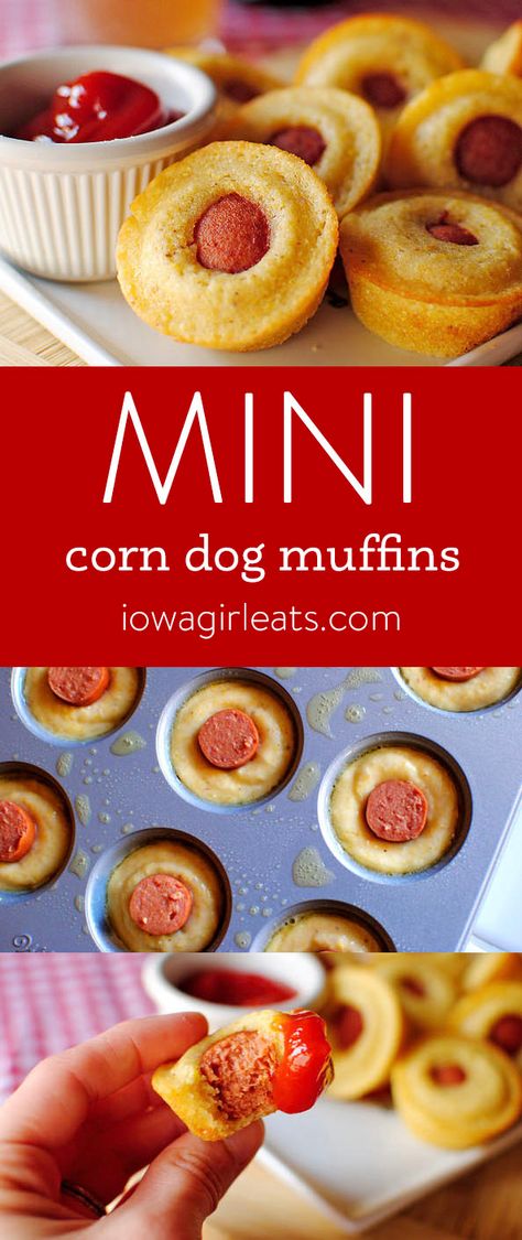 Mini Corn Dog Muffins, Midnight Munchies, Dog Muffins, Corn Dog Muffins, Mini Corn Dogs, Unique Snacks, Iowa Girl Eats, Toddler Lunches, Corn Dog