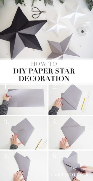 DIY Paper Star Decoration #christmas #diy #diychristmas Diy Christmas Paper, Kerajinan Diy, Paper Decorations Diy, Weihnachten Diy, Dekor Diy, Simple Christmas Decor, Christmas Paper Crafts, Diy Papier, Seni Origami