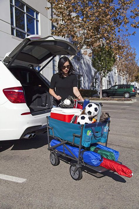 Mac Sports Collapsible Double Decker Garden Utility Wagon & Extended Lower Shelf, Silver Sport Organization, Beach Trolley, Noosa Beach, Family Suv, Utility Wagon, Sports Wagon, Softball Life, Baseball Mama, Sports Organization