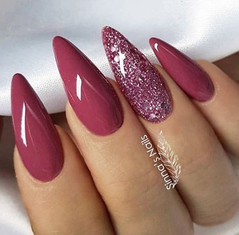 Long Almond Nails, Purple Glitter Nails, Valentine Nails, Her Nails, Zoella, Simple Nail Art Designs, Nagel Inspo, Hair Colours, Pink Nail