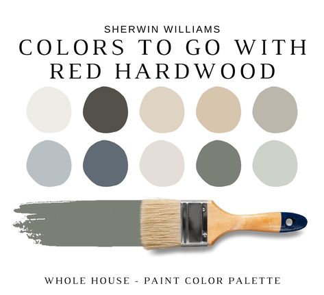 Sherwin Williams Best Neutrals for Red Oak, MAHOGANY, MAPLE, and CHERRY Hardwood, Red Oak Stain, Oak Wood Colors, Whole House Color Scheme - Etsy Whole House Color Scheme, Walnut Wood Floors, Dark Wood Trim, Walnut Hardwood Flooring, Red Oak Stain, Mahogany Flooring, Cherry Wood Floors, Walnut Wood Color, Red Oak Floors