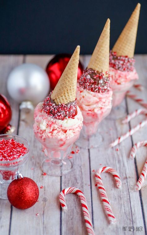 Candy Cane Ice Cream Recipe Candy Cane Ice Cream Recipe, Special Christmas Desserts, Christmas Sundaes, Kitchenaid Ice Cream Attachment, Candy Cane Ice Cream, Sundae Funday, Christmas Dessert Ideas, Fancy Ice Cream, Holiday Ice Cream