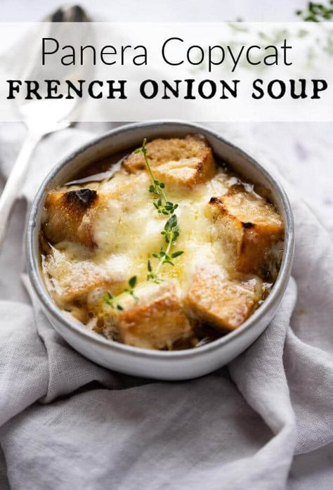 Copycat Panera French Onion Soup Copycat Panera French Onion Soup, French Onion Soup Panera Copycat, Panera Onion Soup Recipe, French Onion Soup Panera, Copycat French Onion Soup, French Onion Soup With Croutons, The Best French Onion Soup, Copycat Panera Soups, Soup Recipes French Onion