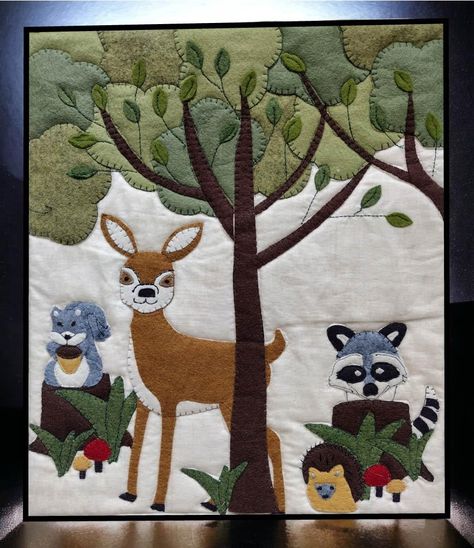 PRICES MAY VARY. COLORS - The colors of the kit include brown, green, tan, white, grey, black, beige, red SIZE - The finished size of the Forest Critters wall quilt is approximately 13" x 15" WOOL FELT - The quilt is made by wool felt materials and includes embroidery floss and binding fabric PATTERN - The kit includes a precise pattern and is easy to follow for both beginner and advanced quilters. INSTRUCTIONS -The kit includes complete, illustrated instructions and templates needed to make a 1 Woodland Animal Quilts Forest Friends, Woodland Baby Quilt Pattern, Forest Friends Quilt, Forest Critters, Deer Quilt, Animal Baby Quilt, Mini Patchwork, Forest Quilt, Wall Quilt Patterns