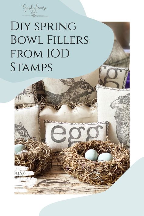 Easy tutorial to create the perfect bowl fillers for your Spring Tablescape or Easter Centerpiece. IOD stamps on fabric for little stuffed bowl fillers are adorable. Use the IOD Typesetting Stamp set to create some spring words to complete your table setting for spring. Iod Typesetting Stamp, Iod Stamps On Fabric, Diy Bowl Fillers, Iod Crafts, Diy Dough, Iod Projects, Stamping On Fabric, Iod Stamps, Animal Stamps