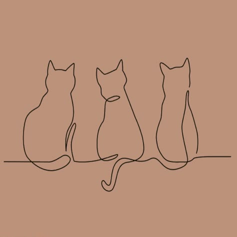 Trio Cat Tattoo Ideas, 4 Cat Tattoo Designs, 3 Cats Together Tattoo, Trio Cat Tattoo, Cat Sibling Tattoo, Three Cats Tattoo Simple, Cat Tattoo 3 Cats, Multiple Cat Tattoo, Three Cat Tattoo