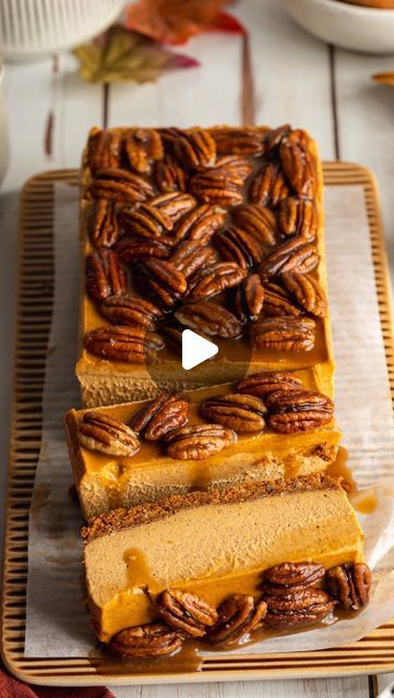 Christina | Vegan Recipes on Instagram: "AD Vegan sweet potato cheesecake bars with toasted pecan cookie crust and espresso caramel pecan topping! This is the perfect easy dessert to welcome autumn with an intense spiced sweet potato cream cheese filling that’s set and flavoured with vegan browned butter.
The espresso caramel topping is made using freshly brewed coffee from the @delonghiireland Rivelia bean to cup coffee machine. This stylish machine has 2 interchangeable bean holders so you can easily switch between all your favourite blends of coffee beans. It also makes 16 different coffee drinks at the touch of a button! Here’s how to make the recipe:

Sweet Potato Cheesecake Bars
Crust:
• 140g vegan cookies (biscoff or digestives work well)
• 100g pecans
• 45g vegan butter
• Pinch of Vegan Sweet Potato Cheesecake, Cookies Biscoff, Sweet Potato Cream Cheese, Caramel Pecan Topping, Different Coffee Drinks, Sweet Potato Vegan, Vegan Heavy Cream, Espresso Caramel, Pecan Cookie