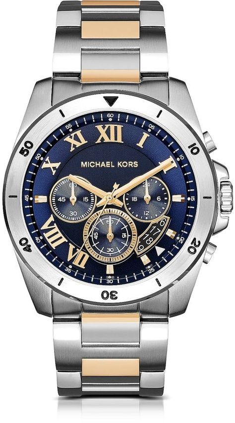 Michael Kors Brecken Two-tone Stainless Steel Men's Chronograph Watch Everyday Watch, Swiss Army Watches, Men's Watches Luxury, Watch Engraving, Mens Chronograph, Affordable Watches, Best Watches For Men, Expensive Watches, Vintage Mens Fashion