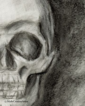 Great gift for the year round Halloween fan or that dark soul in your life! High quality 8x10 art print of an original charcoal pencil drawing on smooth drawing paper. There is a .25 inch white border giving a polished look ready to be placed in any 8x10 frame. Each print is hand signed and will not have watermark. Each print is hand signed and will not have watermark. Original is also available. *Frame not included. Art With Charcoal Pencil, Halloween Charcoal Art, Colored Pencil Halloween Drawings, Drawing On School Work, Charchol Art Aesthetic, Skull Sketches Pencil, Charchol Art Easy, Random Sketch Ideas Dark, Dark Easy Drawings