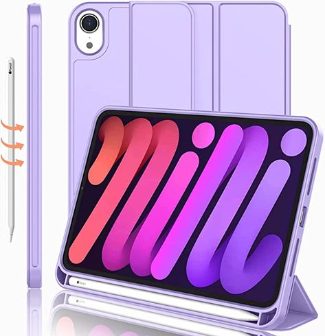 Amazon.com: iMieet New iPad Mini 6 Case (8.3-Inch,2021 Model), iPad Mini 6th Generation Case with Pencil Holder [Support iPad 2nd Pencil Charging/Pair], Trifold Stand Smart Case with Soft TPU Back,Clove Purple : Electronics Ipad Mini 6 Case, Ipad Ideas, Support Ipad, Ipad Mini 6, Ipad 6, Ipad Mini Case, Smart Case, Apple Ipad Mini, New Ipad