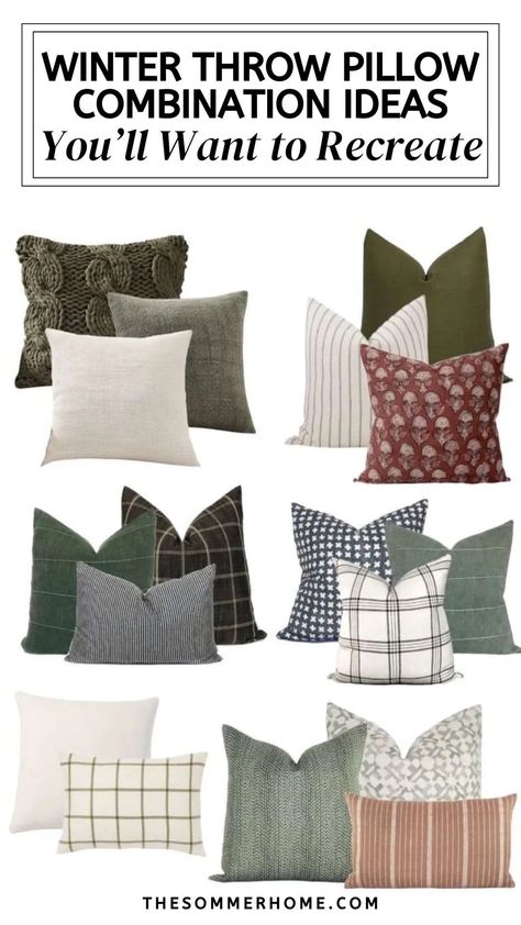 Explore my favorite throw pillow combinations for winter in our new blog post! Find stunning Sofa Pillow Arrangement ideas that are perfect for winter. Get inspired by Mix And Match Throw Pillows to refresh your space with seasonal style. Discover beautiful Throw Pillow Combinations that make your winter décor both comfortable and chic. Pillow Combos Gray Couch, Christmas Pillow Combinations, Sectional Throw Pillow Arrangement, Sectional Throw Pillows, Black And White Throw Pillows, Throw Pillow Arrangement, Mix And Match Throw Pillows, Black Leather Couch, Pillow Combinations