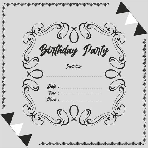 Birthday Invention Card Template, 16 Birthday Party Invitation Ideas, Cute Birthday Party Invitations, Birthday Invitations Black And White, Birthday Invation Template, Happy Birthday Invitation Card Design, Pozivnice Za Rodjendan Za Printanje, Birthday Invite Aesthetic, Birthday Card Templates Printable Free