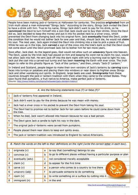 Halloween Reading Comprehension, Halloween Teaching, Halloween Vocabulary, Halloween Lesson, Halloween History, High School Lesson Plans, Halloween Reading, History Worksheets, Halloween Worksheets