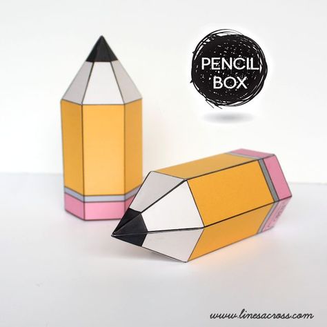 free printable gift box: a No. 2 Pencil Box No 2 Pencil, Free Printable Gifts, Pencil Gift, Back To School Crafts, Gift Box Template, Pencil Box, Easy Diy Gifts, Paper Gift Box, Diy Gift Box