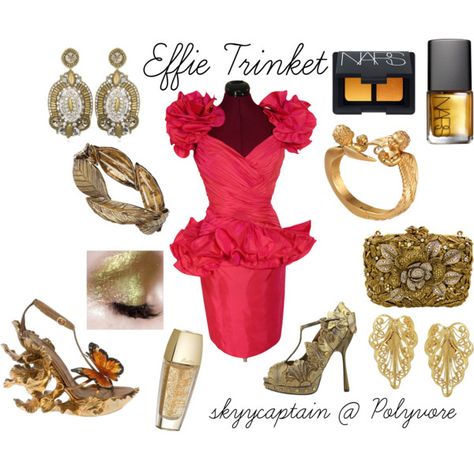 Effie Trinket inspired outfit. Effie Trinket Inspired Outfits, Hunger Games Effie, Games Outfits, Hunger Games Outfits, Hunger Games Fashion, Effie Trinket, Disney Bounds, Couture Looks, Brown Hand