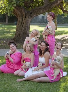 puppies for party favors. HOLLLA Bridesmaids Movie, Puppy Wedding, Maya Rudolph, Bridal Squad, Kristen Wiig, Bridesmaid Inspiration, Getting A Puppy, Baby Sister, Universal Pictures