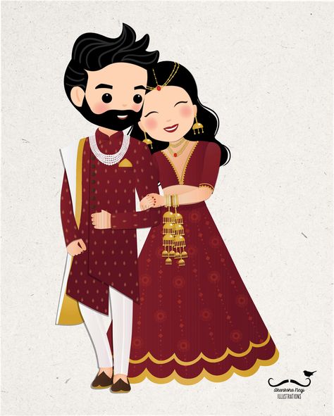 Wedding Card Cartoon Couple, Wedding Invitations With Photo Of Couple, Bride Groom Cartoon Couple, Hindu Bride And Groom Cartoon, Indian Wedding Cartoon, Wedding Cartoon Images, Wedding Couples Illustration, Hindu Wedding Couple Cartoon, Engagement Illustration Couple