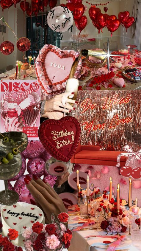 birthday party aesthetic #30thbirthday #pinkandred #birthday #birthdayparty 30 And Flirty Party Birthday Ideas, 30th Birthday Aesthetic For Women, Colorful 30th Birthday Party, Spicy Birthday Theme, 35th Birthday Ideas For Women, Party Like Its 1999 Theme, Dirty Shirley Party, Scorpio Themed Birthday Party, Dirty Shirley Birthday Theme