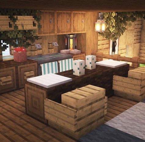 Who doesnt love an adorable kitchen in minecraft?? #aesthetic #kitchen #wallpaper #cozy #cozyhome #cottagecore #repost #tutorial #ad #youtube Cute Minecraft House Decor Ideas, Cute Interior Design Minecraft, Minecraft Bed Tutorial, Cute Minecraft House Interior, Small Minecraft House Interior, Cute Minecraft Bedroom Ideas, Minecraft Crafting Room, Simple Cute Minecraft Houses, Minecraft Cafe Interior