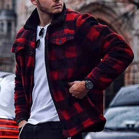 Trench Coat Outfit Winter, Red Plaid Outfit, Red Plaid Jacket, Cardigan Plus Size, Trendy Mens Fashion, Mens Jackets Casual, Plaid Outfits, Finger Tips, Trench Coat Men