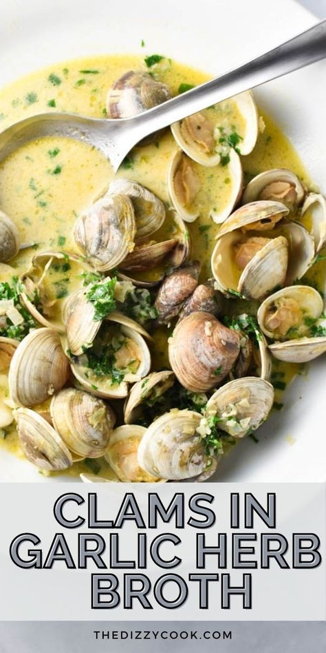 Seafood Snacks, Steamed Clams, Seafood Entrees, Clam Recipes, Broth Recipes, Herb Butter, Fish Dishes, Seafood Dishes, Grocery List