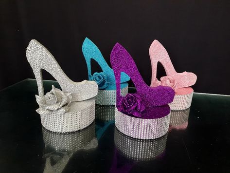 Decor Centerpiece Shoe on Standshoe Central Decorcentral - Etsy Sweet Sixteen Centerpieces, Sweet 16 Candelabra, Quinceanera Shoes, Dance Theme, Sweet 16 Party Decorations, Styrofoam Crafts, Red Centerpieces, Quinceanera Pink, Matric Dance