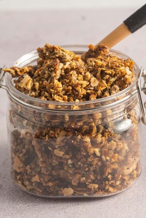 Keto Nut and Seed Granola ⋆ Deb's Daily Dish Easy Keto Granola Recipe, Granola Recipe No Coconut Oil, Healthy Nuts And Seeds, Keto Nut And Seed Granola, Nut And Seed Granola, Nut Granola Recipe Grain Free, Seed Granola, Nut Dessert, Sugar Free Ice Cream