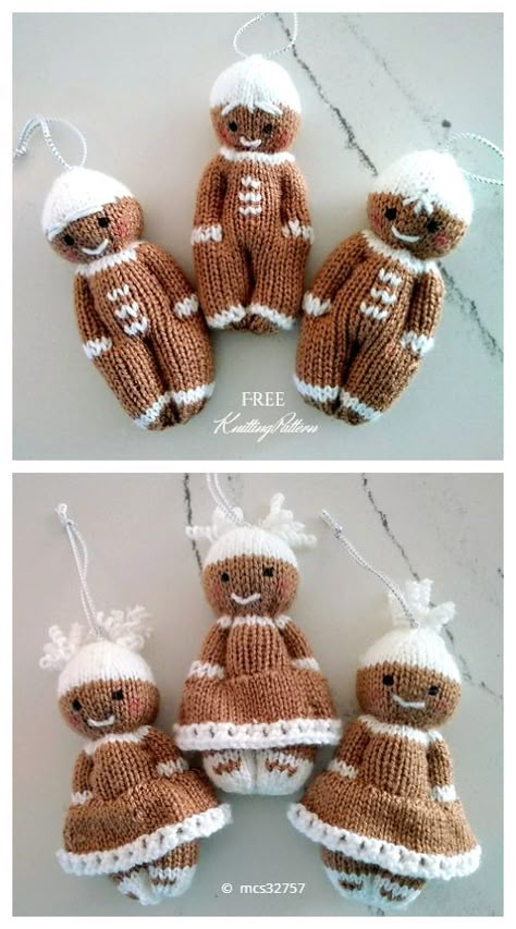 Gingerbread Man Free Knitting Patterns - Knitting Pattern Amigurumi Gingerbread Man, Gingerbread Man Free, Christmas Knitting Projects, Knitted Christmas Decorations, Knit Christmas Ornaments, Knitting Dolls Free Patterns, Knitted Dolls Free, Addi Knitting Machine, Christmas Knitting Patterns Free