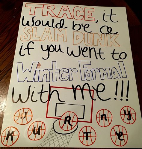 Basketball Promposal idea Hoopcoming Ideas, Basketball Themed Promposal, Dance Proposal Ideas Basketball, Sadies Dance Proposals Basketball, Snowball Asking Ideas, Basketball Dance Proposal Ideas, Prom Posals Ideas Basketball, Dance Proposal Basketball, Basketball Proposal Ideas