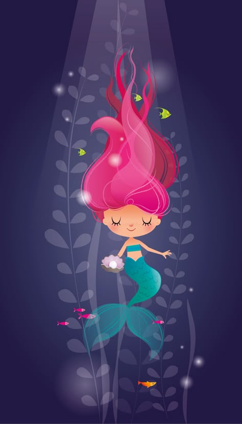 Little mermaid relaxes deep in the ocean! Mermaid Illustration, Mermaid Wallpapers, Mermaid Drawings, Mermaid Pictures, Soyut Sanat Tabloları, Emoji Wallpaper, Mermaid Art, Cute Disney, Disney Wallpaper