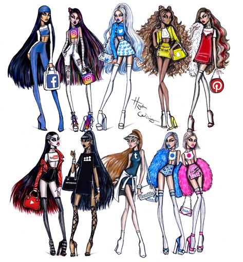 Apps As Characters, Gucci Art, App Drawings, Bff Things, Social Media Drawings, Social Media Art, Hayden Williams, Bff Drawings, 흑백 그림