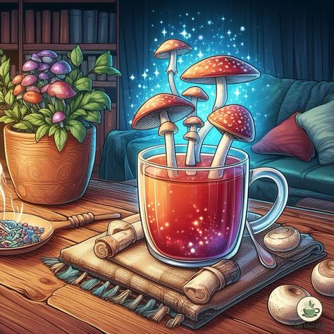 Magic mushrooms taste not that great but shrooms tea does. Learn how to make magic mushroom tea, what to drink it with, when to drink it, and all! Magic Mushroom Tea, Reishi Mushroom Tea, Healthy Teas Recipes, Magic Tea, How To Make Magic, Mushroom Benefits, Tea Illustration, Best Herbal Tea, Mushroom Tea