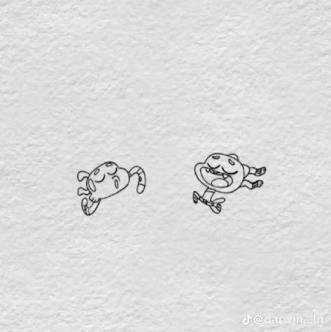 2 Sisters And A Brother Tattoo, Kirby Tattoo Black, Gumball And Darwin Tattoo, Amazing World Of Gumball Tattoo, Matching Tattoos For Brothers, Brother Sister Tattoo Ideas, Tattoo Brother And Sister, Darwin Tattoo, Brother And Sister Tattoos