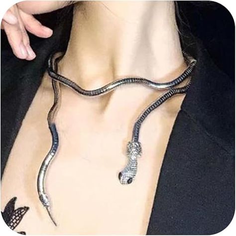 Amazon.com: Luolinice Snake Choker Necklace Adjustable Goth Punk Snake Choker Flexible Necklace Chain Snake Bracelet Halloween Jewelry for Women: Clothing, Shoes & Jewelry Snake Outfit, Snake Accessories, Snake Choker Necklace, Snake Choker, Snake Bracelet, Snake Necklace, Halloween 2024, Goth Punk, Halloween Jewelry