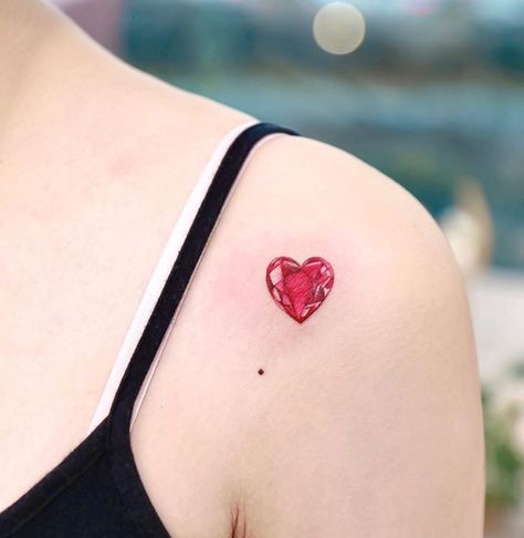 Jeweled Heart Tattoo, Gemstone Heart Tattoo, Ruby Gemstone Tattoo, Heart Gemstone Tattoo, Gem Tattoo Design Jewels, Ruby Tattoo Gem, Ruby Heart Tattoo, Gem Heart Tattoo, Green Heart Tattoo