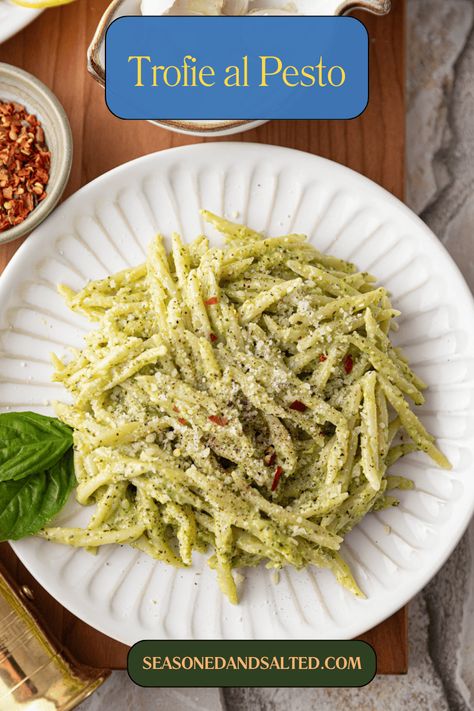 Authentic Genovese Trofie al Pesto (Liguria Recipe) Ligurian Pesto, Italian Pesto Pasta, Pasta Genovese, Italian Pesto, Homemade Basil Pesto, Travel Recipes, Pasta Pesto, Pesto Pasta Recipes, Basil Pasta