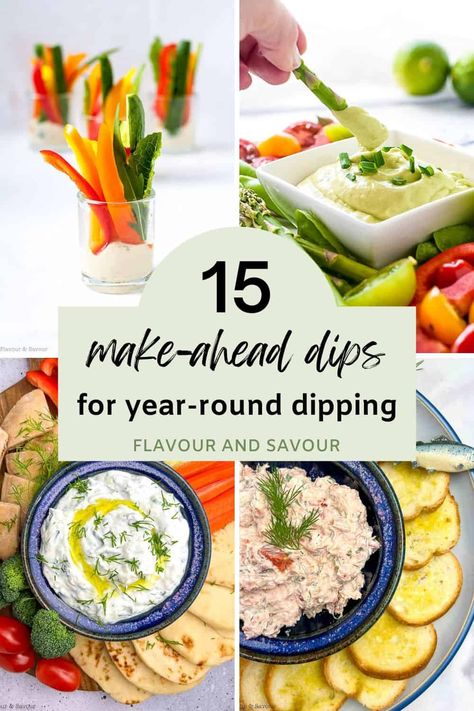 Looking for easy, make-ahead party dip recipes? This round-up of 15 healthy dip recipes includes creamy cold dips for veggies, fresh salsa and seafood dips. All are proven crowd-pleasers! Dips For Veggies And Chips, Veggie And Chip Dip, Veggie Tray Dips, Dip Recipes For Veggies, Easy Healthy Dips, Dip For Vegetables, Veggie Dips, Party Dips Easy, Veggie Dip Recipe