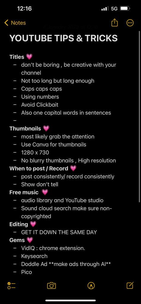 Notes based on tips and tricks for YouTube How To Do Vlogging, How To Start Youtube Channel Tips, How To Start A Successful Youtube Channel, Aesthetic Youtube Channel Ideas, How To Youtube Channel Tips, Youtube Study Channel Name Ideas, Tips To Start A Youtube Channel, Get To Know Me Youtube Questions, Things You Need To Start Youtube