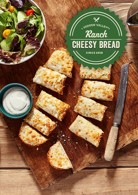 Cheesy goodness has never been so delicious.   Recipe: http://hiddnval.ly/9RFYqq Ranch Bread, Hidden Valley Ranch Recipes, Frozen Garlic, Applesauce Bread, Cheesy Ranch, Hidden Valley Ranch, Ranch Recipe, Biscuit Rolls, Cheesy Bread