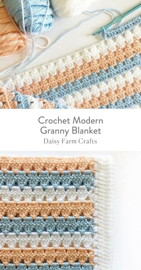 Crochet Modern, Granny Blanket, Crochet Stitches For Blankets, Crochet For Beginners Blanket, Farm Crafts, Haken Baby, Crochet Afghans, Blanket Crochet, Crochet Slippers