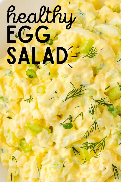 healthy egg salad Egg Salad Without Mayonnaise, Egg Salad With Greek Yogurt, Recipe Using Greek Yogurt, Egg Salad Without Mayo, Healthy Egg Salad Recipe, Yogurt Egg Salad, Greek Yogurt Eggs, Egg Salad Recipe Healthy, Egg Salad Sandwich Recipe