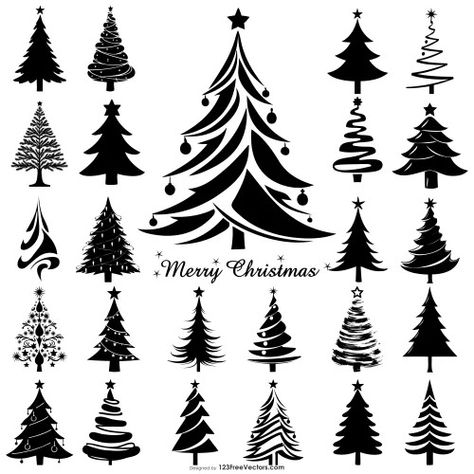 Christmas Silhouette Images, Christmas Tree Vector, Santa Claus Vector, Christmas Tree Silhouette, Engraving Projects, Xmas Baubles, Christmas Decorations Wreaths, Silhouette Christmas, Silhouette Images