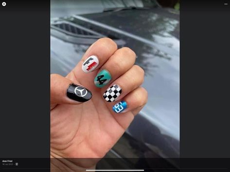 Lewis Hamilton Nails, Formula One Nails, F1 Nails, Hamilton Nails, Geeky Nails, Lotus Nails, Stone Nails, Shellac Nail Designs, Gel Mani